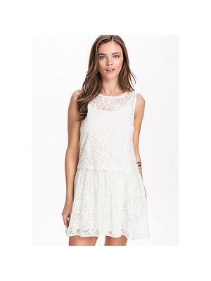 Überlagerung Spitze Elasthan Kleid Weiß Polyester Club Kleider - Bild 1