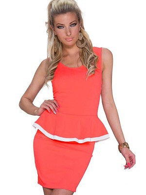 Zurück ärmellos Orange Kleid Scoop Peplum Club Kleider - Bild 1