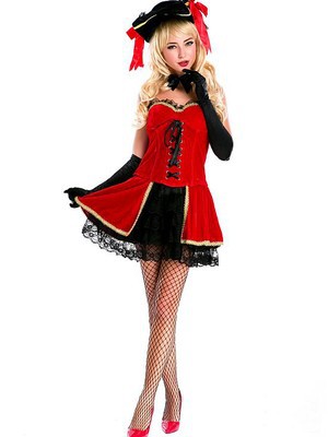 Verführerisch Pirat Süß Rot Halloween Aufregend Cosplay & Kostüme - Bild 1