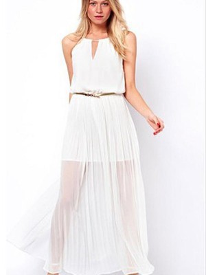 Juwel Ausschnitt Elegant Polyester Maxi Damen Club Kleider - Bild 1