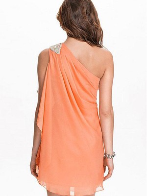 Asymmetrisch Eine Schulter Sexy Orange Minikleid Club Kleider - Bild 2