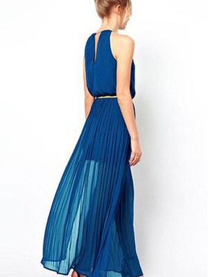 Juwel Polyester Damen Elegant Ausschnitt Maxi Club Kleider - Bild 2