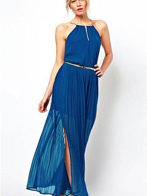 Juwel Polyester Damen Elegant Ausschnitt Maxi Club Kleider - Bild 1