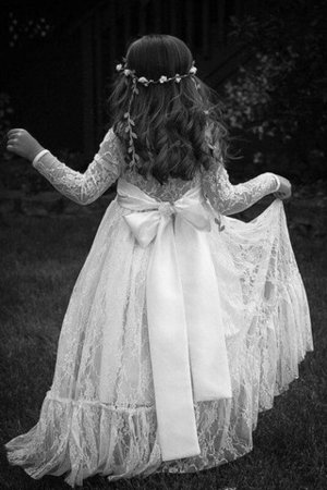Prinzessin Juwel Ausschnitt Bodenlanges Blumenmädchenkleid mit Bordüre mit Blume - Bild 2