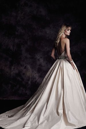 Herz-Ausschnitt Ärmelloses Bodenlanges Romantisches Brautkleid mit Sweep Zug - Bild 2