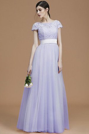 Tüll Prinzessin A-Linie Bodenlanges Brautjungfernkleid mit Schleife - Bild 24