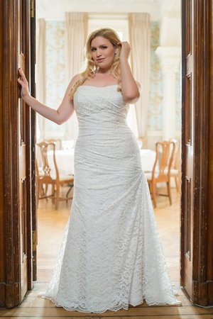 Bateau Bodenlanges Schlichtes Brautkleid mit Drapierung mit Kurzen Ärmeln - Bild 2