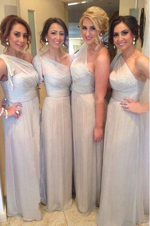 A-Line Chiffon Gerüschtes Luxus Brautjungfernkleid mit Reißverschluss - Bild 1