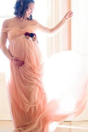 Lange Ärmeln Chiffon Elegantes Brautjungfernkleid mit Empire Tailler mit Vorne Schlitz - Bild 1