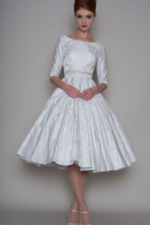 Ärmelloses Taft Stilvolles Brautkleid aus Spitze mit Juwel Ausschnitt - Bild 1