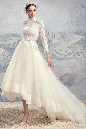 Tüll Spitze Gesticktes Reißverschluss Brautkleid mit Schleife - Bild 1