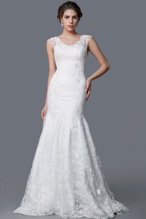 Perlenbesetztes Bodenlanges Luxus Brautkleid ohne Ärmeln mit Sweep Zug - Bild 1