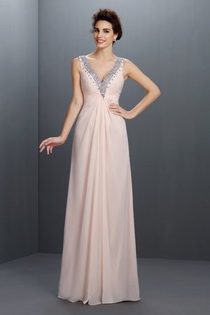 Natürliche Taile A-Linie Chiffon Bodenlanges Anständiges Abendkleid