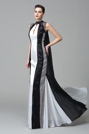 Reißverschluss plissiertes Enges Abendkleid aus Chiffon mit Hohem Kragen - Bild 3