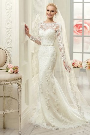 Lange Ärmeln Elegantes Konservatives Brautkleid mit Bordüre mit Herz-Ausschnitt - Bild 1
