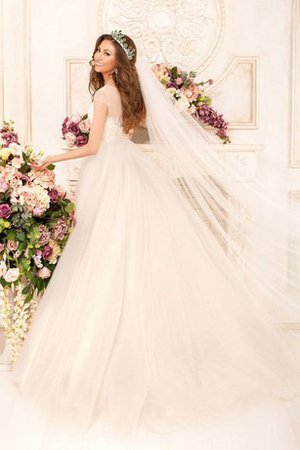 Spitze Tüll Natürliche Taile Sittsames Brautkleid ohne Ärmeln - Bild 2