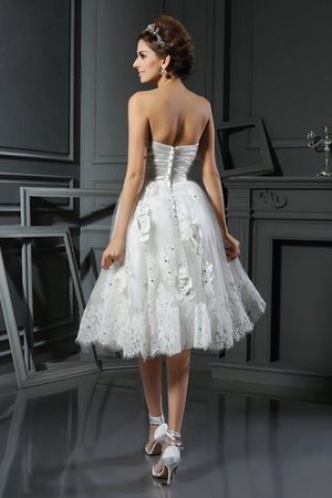Prinzessin Empire Taille Gerüschtes Mini Brautkleid aus Satin - Bild 2