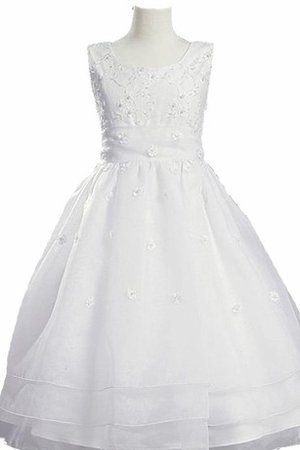 A-Line Tüll Reißverschluss Empire Taille Blumenmädchenkleid mit Schichtungen - Bild 1