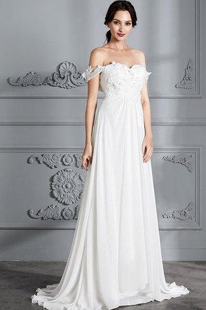 Schulterfrei Normale Taille Chiffon A-Line Brautkleid ohne Ärmeln - Bild 4