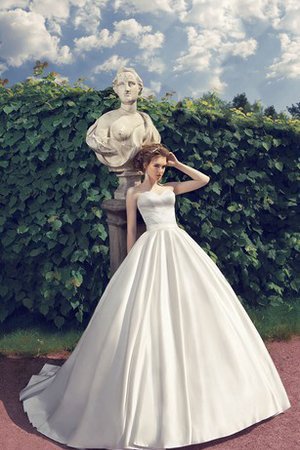 A-Line Satin Schlichtes Brautkleid mit Rücken Schnürung mit Natürlicher Taille - Bild 1