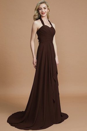 Ärmelloses A-Linie Chiffon Brautjungfernkleid mit Nackenband mit Sweep zug - Bild 12