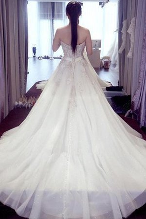 A-Line Reißverschluss Plissiertes Brautkleid mit Bordüre mit Applike - Bild 2