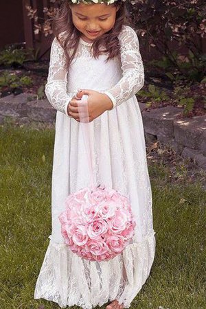 Prinzessin Juwel Ausschnitt Bodenlanges Blumenmädchenkleid mit Bordüre mit Blume - Bild 1