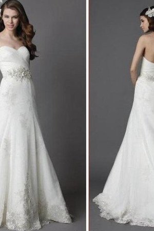 A-Line Gerüschtes Elegantes Brautkleid aus Organza mit Applike - Bild 2