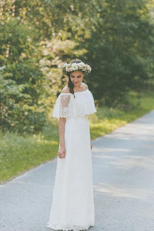 A-Line Klassisches Informelles Brautkleid mit Kurzen Ärmeln mit Reißverschluss - Bild 1
