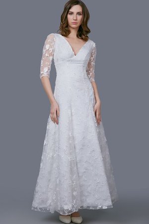 Plissiertes Ärmelloses Elegantes Schlichtes Brautkleid mit V-Ausschnitt - Bild 1