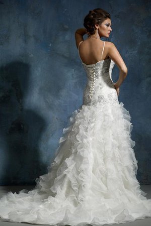 A-Line Organza Perlenbesetztes Luxus Brautkleid mit Rücken Schnürung - Bild 2