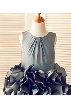 Ärmellos Breiter Träger Wadenlanges Blumenmädchenkleid mit Rüschen mit Blume - Bild 3