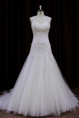 Tüll Klassisches Herz-Ausschnitt Sittsames Brautkleid ohne Ärmeln - Bild 1