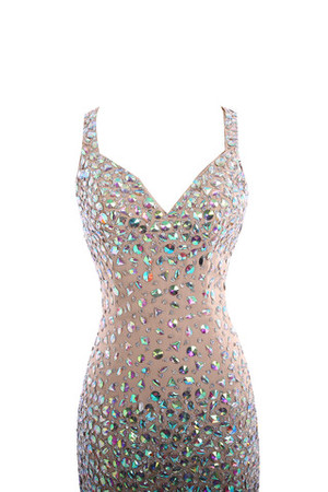 A-Line Paillettenbesetztes Chiffon Luxus Sternenhimmel Abendkleid mit V-Ausschnitt - Bild 2