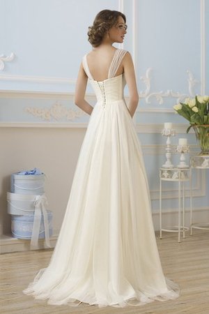 A-Line Ärmellos Natürliche Taile Brautkleid aus Tüll mit Applike - Bild 2