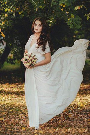 A-Line Plissiertes Gerüschtes Stilvolles Brautkleid mit Sweep Zug - Bild 1