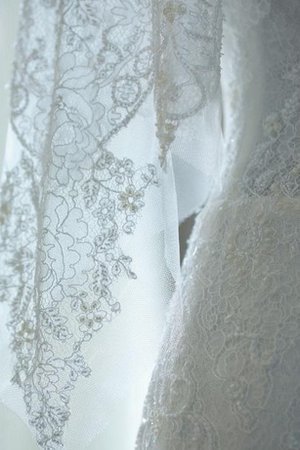Vintage Halbe Ärmeln Bodenlanges Konservatives Brautkleid mit Reißverschluss - Bild 2