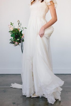 A linie Ärmellos Romantisches Brautkleid mit Rüschen mit Kurzen Ärmeln - Bild 2