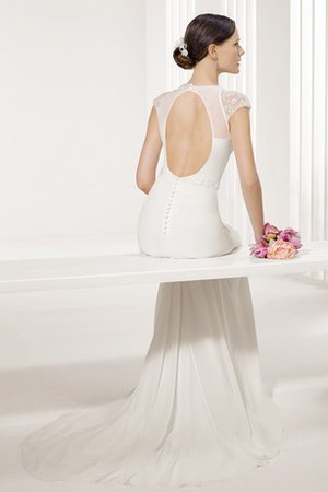 Sweep Zug Perlenbesetztes Modern Langes Brautkleid mit Perlengürtel - Bild 2