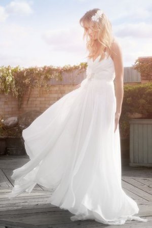 Strand Juwel Ausschnitt Gerüschtes Plissiertes Luxus Brautkleid - Bild 1