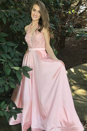 V-Ausschnitt Prinzessin A-Linie Abendkleid mit Bordüre ohne Ärmeln