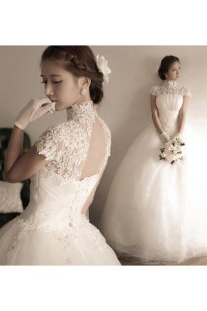 Sweep Zug Schlüsselloch Rücken Prächtiges Brautkleid mit Bordüre mit Hohem Kragen - Bild 1