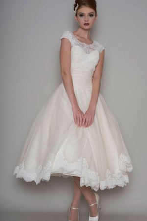 Tüll Modern Informelles Brautkleid mit Gekappten Ärmeln mit Schaufel Ausschnitt - Bild 1