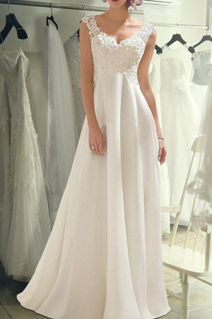 Süß Empire Taille V-Ausschnitt Bodenlanges Brautkleid mit hoher Tailler mit Bordüre - Bild 1