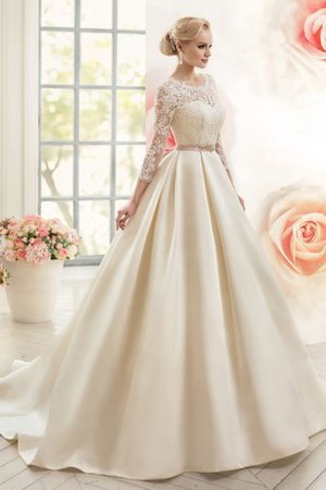A-Line Lange Ärmeln Luxus Tiefer V-Ausschnitt Brautkleid mit Applike - Bild 1
