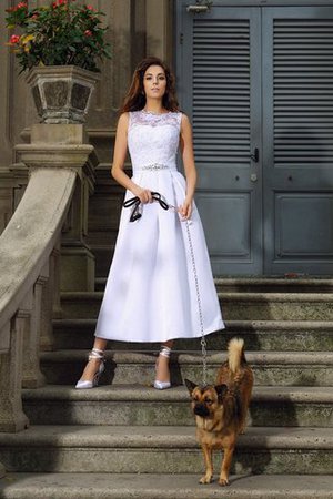 Prinzessin A-Linie Satin Knöchellanges Brautkleid mit Empire Taille - Bild 1