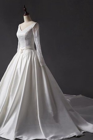 Klassisches Langärmeliges Satin Duchesse-Linie Elegantes Brautkleid - Bild 2