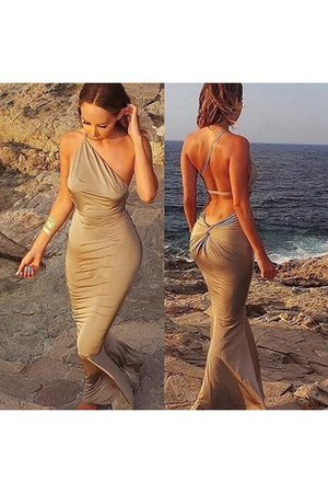 Meerjungfrau Strand Natürliche Taile Sexy Abendkleid ohne Ärmeln - Bild 2