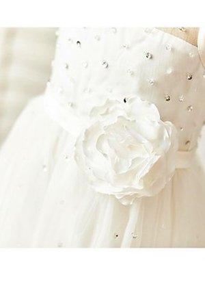 Ärmelloses Prinzessin A-Linie Blumenmädchenkleid aus Tüll mit Blume - Bild 4