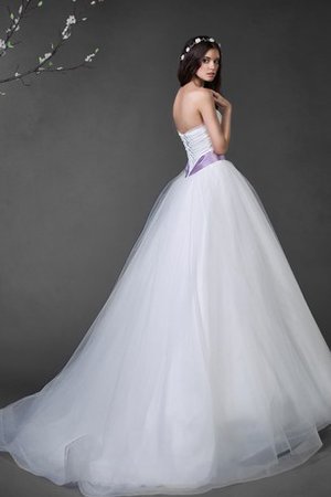 Ärmellos Duchesse-Linie Natürliche Taile Bodenlanges Brautkleid aus Tüll - Bild 2